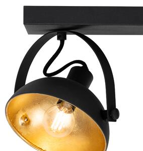 Industrijska stropna svjetiljka crna sa zlatnom 3 svjetla podesiva - Magnax