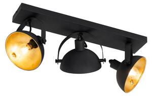 Industrijska stropna svjetiljka crna sa zlatnom 3 svjetla podesiva - Magnax