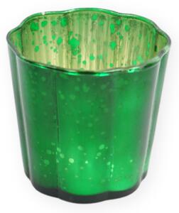 Zeleni stakleni svijećnjak RAINBOW WAVY 8 cm