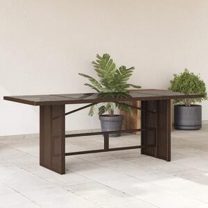 VidaXL Vrtni stol sa staklenom pločom smeđi 190x80x74 cm od poliratana
