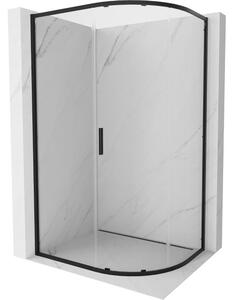Mexen Exo asimetrična polukružna klizna tuš kabina 100 x 90 cm, prozirna, crna - 8131-100-090-70-00