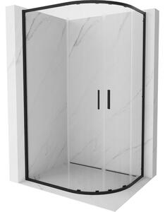Mexen Exo polukružna asimetrična klizna tuš kabina 90 x 80 cm, prozirna, crna - 8132-090-080-70-00