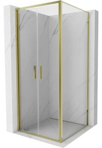 Mexen Exo zastor za tuš s krilnim vratima 90 x 90 cm, proziran, zlatni - 814-090-090-50-00