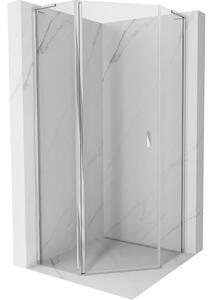 Mexen Mist L pentagonalna klizna s vratima na klizanje 90 x 90 cm, prozirno, krom - 8A8L-090-090-01-00