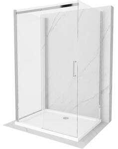 Mexen Omega-3S tuš kabina 3-strana, klizna 100x80 cm, prozirna, krom + plitica Flat - 825-100-080-01-00-3s-4010