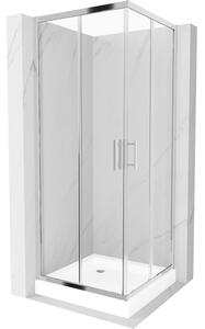 Mexen Rio kvadratna tuš kabina 80 x 80 cm, prozirna, kromirana + tuš kada, bijela - 860-080-080-01-00-4510