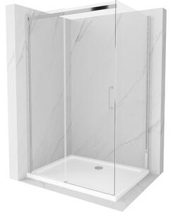 Mexen Omega klizni tuš s kliznim vratima 100 x 80 cm, prozirno, kromirano + Flat tuš kada - 825-100-080-01-00-4010