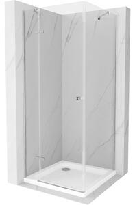 Mexen Roma preklopna tuš kabina 80 x 80 cm, prozirna, krom + tuš kada Flat - 854-080-080-01-00-4010