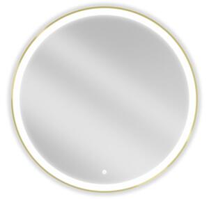 Mexen Esso osvijetljeno kupaonsko ogledalo, okruglo 90 cm, LED 6000K, protiv magljenja, zlatni okvir - 9825-090-090-611-50