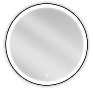 Mexen Esso osvijetljeno okruglo kupaonsko ogledalo, 80 cm, LED 6000K, protiv zamagljivanja, crni okvir - 9825-080-080-611-70