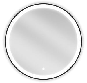 Mexen Esso osvijetljeno okruglo ogledalo za kupaonicu, 70 cm, LED 6000K, protiv magle, crni okvir - 9825-070-070-611-70