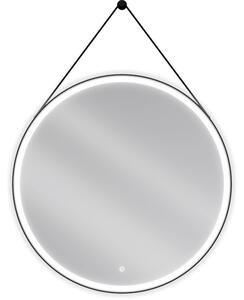 Mexen Reni osvijetljeno okruglo ogledalo za kupaonicu, 90 cm, LED 6000K, protiv magle, crni okvir - 9812-090-090-611-70