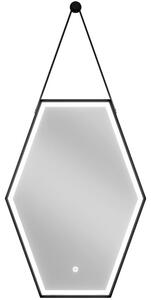 Mexen Orla osvijetljeno kupaonsko ogledalo 50 x 70 cm, LED 6000K, protiv zamagljivanja, crni okvir - 9815-050-070-611-70