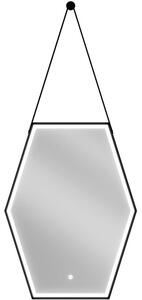 Mexen Orla osvijetljeno kupaonsko ogledalo 60 x 80 cm, LED 6000K, protiv pare, crni okvir - 9815-060-080-611-70