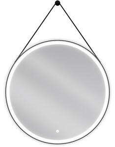 Mexen Reni ogledalo za kupaonicu s pozadinskim osvjetljenjem, okruglo 80 cm, LED 6000K, protiv zamagljivanja, crni okvir