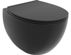 Mexen Egg WC školjka Rimless s tankim sjedalom na sporo spuštanje, duroplast, crna mat - 30245070