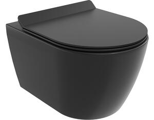 Mexen Carmen WC školjka bez ruba s Slim daskom, duroplast, crna mat - 30880185