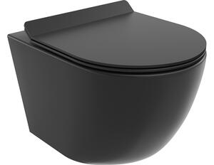 Mexen Lena WC školjka bez ruba s polako padajućim poklopcem slim, duroplast, crna mat - 30220185
