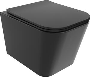 Mexen Teo WC školjka bez ruba s polako padajućim poklopcem slim, duroplast, crna mat - 30850685