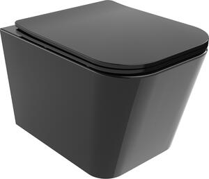 Mexen Teo wc školjka Rimless s daskom slim s usporenim zatvaranjem, duroplast, crni sjaj - 30854070