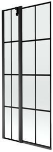 Mexen Flip dvokrilni paravan za kadu 80 x 150 cm, crna rešetka, crni - 894-080-101-70-77