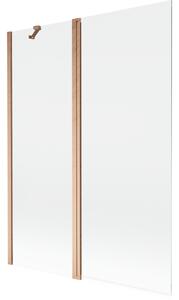 Mexen Mist dvokrilni paravan za kupaonicu 130 x 150 cm, prozirni, brušeni bakar - 8A9-130-011-65-00
