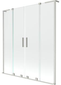 Mexen Velar L Duo paravan za kadu, 2-krilni, klizni, 150 x 150 cm, proziran, brušeni nikal - 896-150-003-02-97