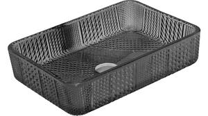 Mexen Akra stakleni nadgradni umivaonik 46 x 33 cm, crni - 24024670