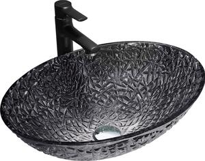 Mexen Goa stakleni nadgradni umivaonik 50 x 36 cm, crni - 24085070