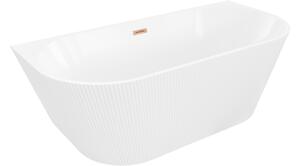 Mexen Oris samostojeća nabrana kada uz zid 150 x 75 cm, bijela, prelivna četkana bakar - 52871507500-65