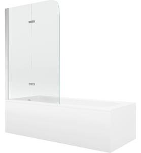 Mexen Vega pravokutna kada 160 x 70 cm sa oblogom i 2-krilnim paravanom 100 cm, prozirno, krom - 550116070X9010020100