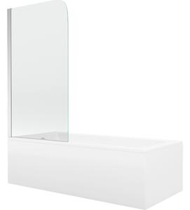 Mexen Cubik pravokutna kada 150 x 70 cm s oblogom i paravanom s 1 krilom 70 cm, prozirno, krom - 550315070X9007010100