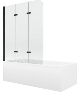 Mexen Cubik pravokutna kada 160 x 70 cm s oblogom i troslojnim paravanom 120 cm, prozirno, crno - 550316070X9012037000