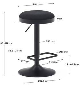 Crne podstavljene barske stolice u setu podesive visine 2 kom (visine sjedala 53,5 cm) Zaib – Kave Home