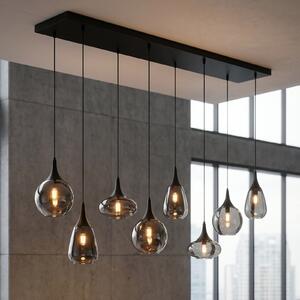 Trio Lighting Lumina viseća svjetiljka, 8 žarulja, crna/krom, staklo, prigušiva, Crno, Dnevni boravak/blagovaonica, Staklo