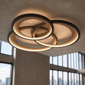 Trio Lighting Granada LED stropna svjetiljka, mat crna/zlatna, prigušiva, Crno, Dnevni boravak/blagovaonica, Metal