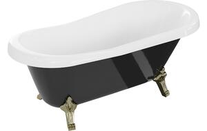 Mexen Retro samostojeća kada 150 x 73 cm, bijela/crna, zlatne noge - 53251507375-50