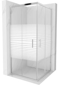 Mexen Rio kvadratna tuš kabina 90 x 90 cm, bijele pruge, krom - 860-090-090-01-20