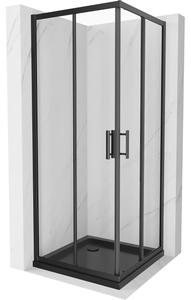 Mexen Rio kvadratna tuš kabina 70 x 70 cm, prozirna, crna + Flat tuš kada, crna - 860-070-070-70-00-4070B