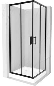 Mexen Rio četvrtasta tuš kabina 80 x 80 cm, prozirna, crna + tuš kada, bijela - 860-080-080-70-00-4510