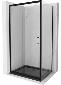 Mexen Apia klizna tuš kabina klizna 100 x 70 cm, prozirna, crna + tuš kada Flat, crna - 840-100-070-70-00-4070B