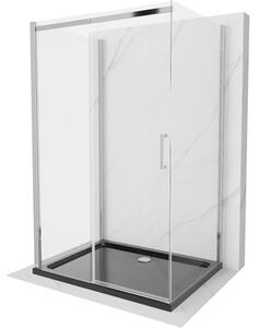 Mexen Omega-3S kutna kabina tuš kabina 3-strana, klizna 110x80 cm, prozirna, krom + plitica Flat - 825-110-080-01-00-3s-4070