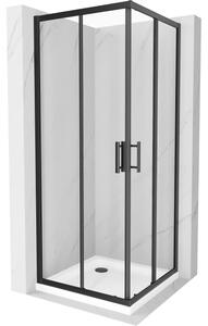Mexen Rio kvadratna tuš kabina 80 x 80 cm, prozirna, crna + plitica Flat, bijela - 860-080-080-70-00-4010B