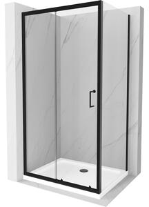 Mexen Apia klizna tuš kabina klizna 90 x 70 cm, prozirna, crna + plitica Flat, bijela - 840-090-070-70-00-4010B