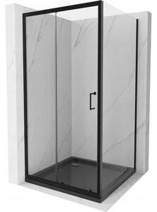 Mexen Apia klizna tuš kabina 90 x 90 cm, prozirno, crna + tuš kada Flat, crna - 840-090-090-70-00-4070B