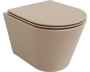Mexen Rico WC školjka Rimless s daskom slim, duroplast, cappuccino mat - 30724064