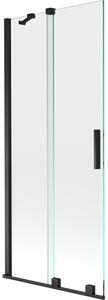 Mexen Velar klizni paravan za kadu s 2 krila, prozirni, crni, 85 x 150 cm - 896-085-000-01-70