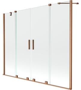 Mexen Velar Duo paravan za kadu, klizni s dva krila 200 x 150 cm, prozirni, brušena bakar - 896-200-000-02-65