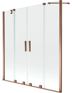 Mexen Velar Duo paravan za kadu s kliznim dvokrilnim vratima 160 x 150 cm, proziran, ružičasto zlato - 896-160-000-02-60