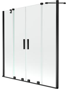 Mexen Velar Duo klizni paravan za kadu s 2 krila 140 x 150 cm, proziran, crni - 896-140-000-02-70